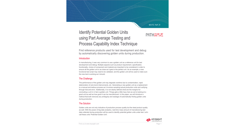 Identify Potential Golden Units using Part Average Testing and Process Capability Index Technique